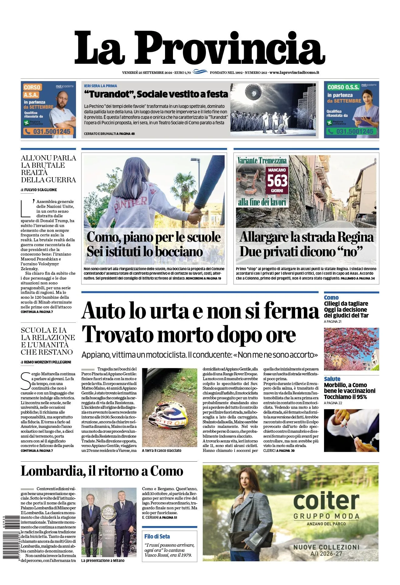 Prima-pagina-la-provincia-oggi-oggi-edizione-del-2026-09-25