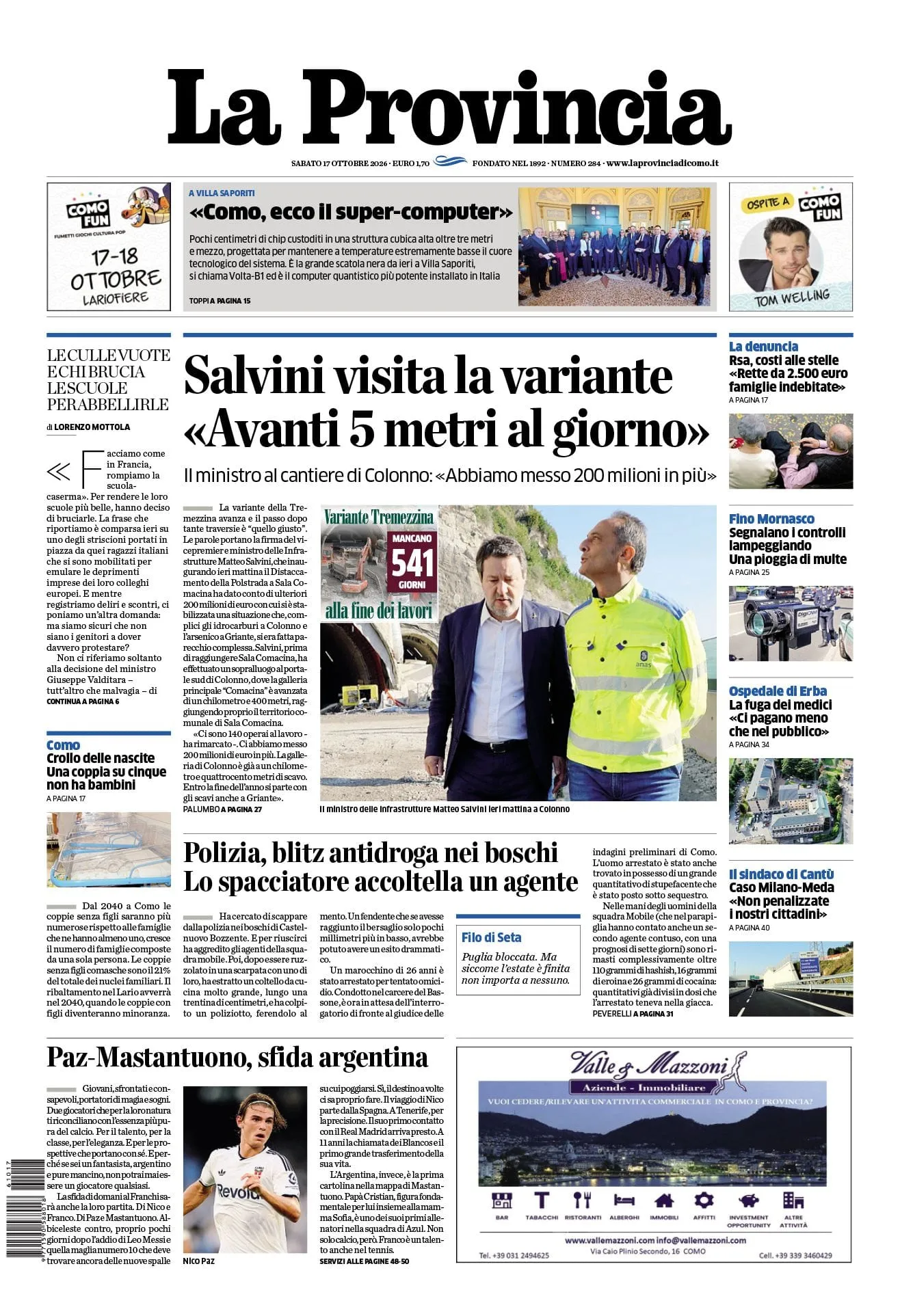 Prima-pagina-la-provincia-oggi-oggi-edizione-del-2026-10-17