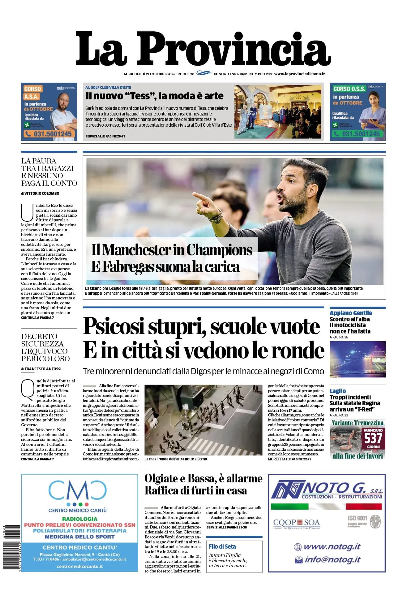 Prima-pagina-la-provincia-oggi-oggi-edizione-del-2026-10-21