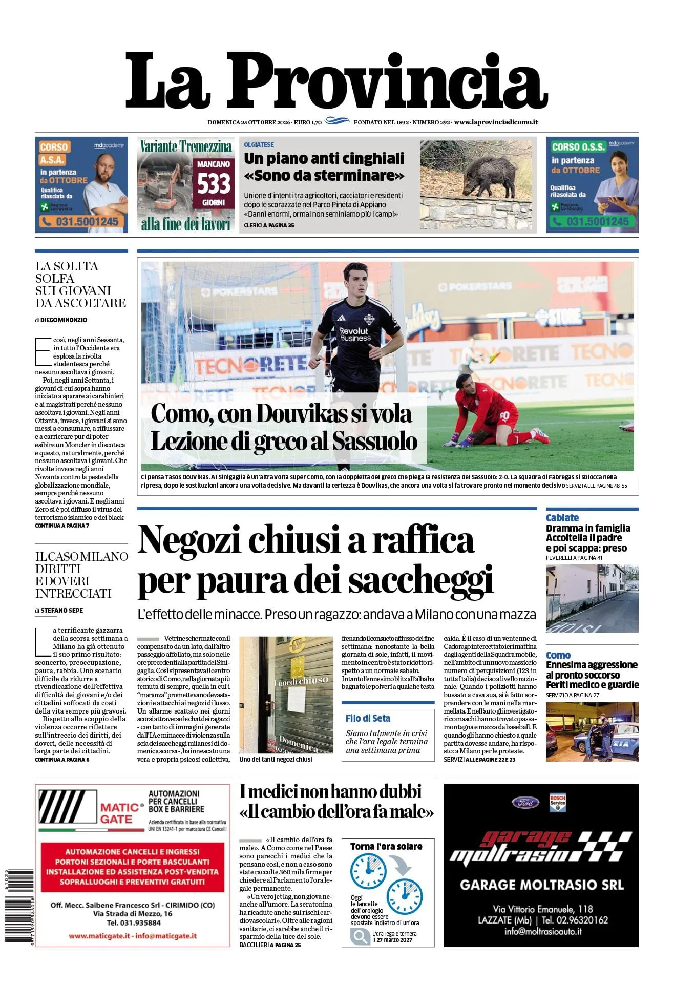 Prima-pagina-la-provincia-oggi-oggi-edizione-del-2026-10-25
