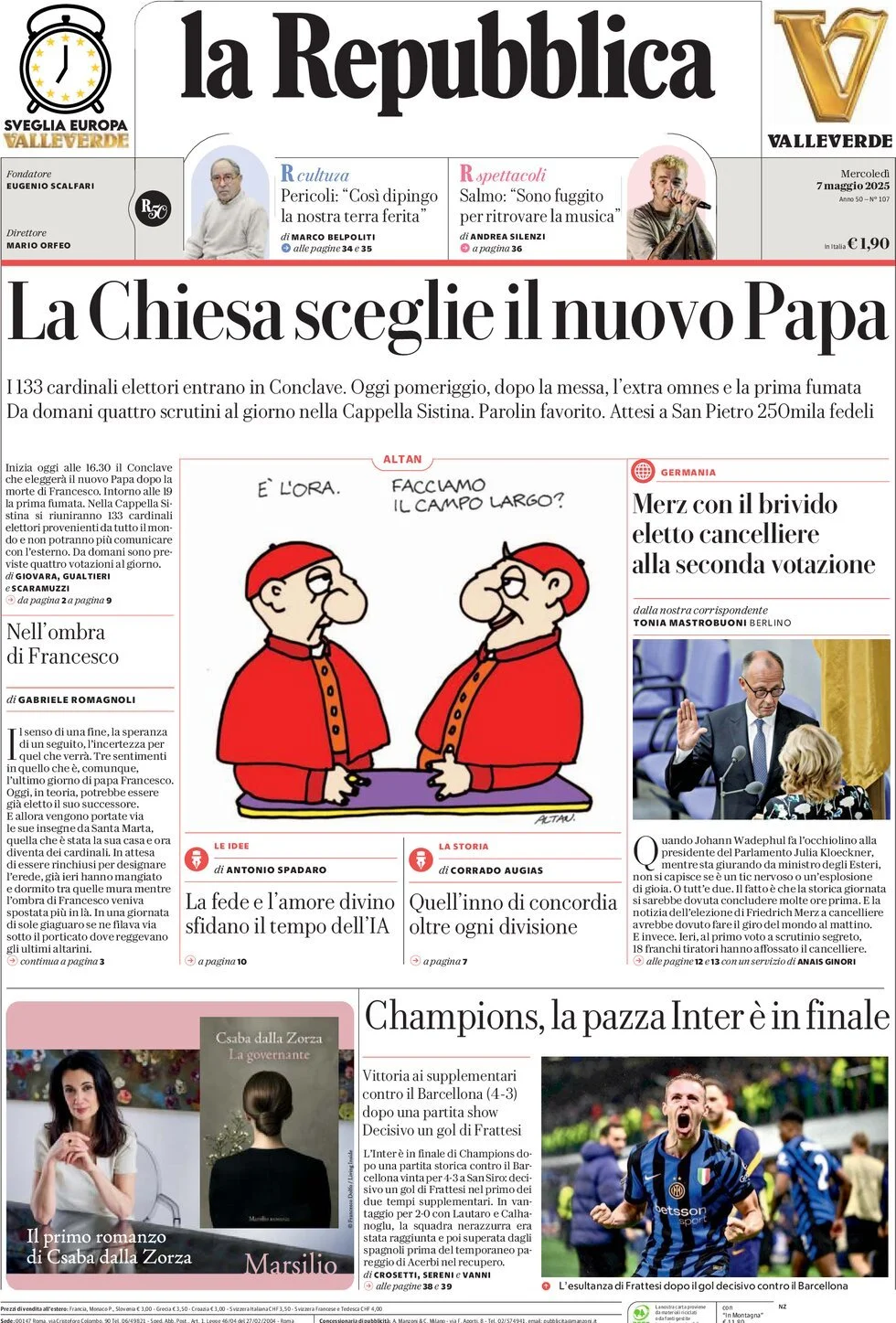 Prima-pagina-la-repubblica-edizione-di-oggi-07-05-2025
