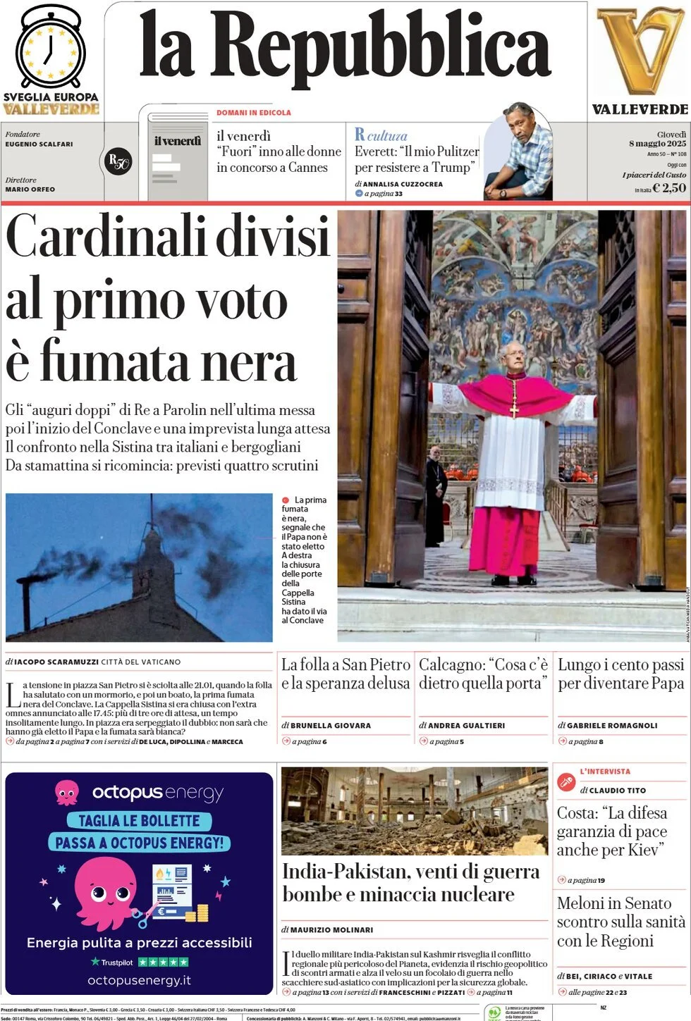 Prima-pagina-la-repubblica-edizione-di-oggi-08-05-2025