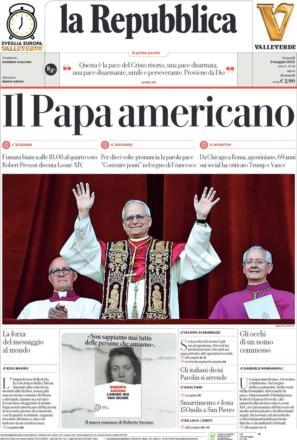 Prima-pagina-la-repubblica-edizione-di-oggi-09-05-2025