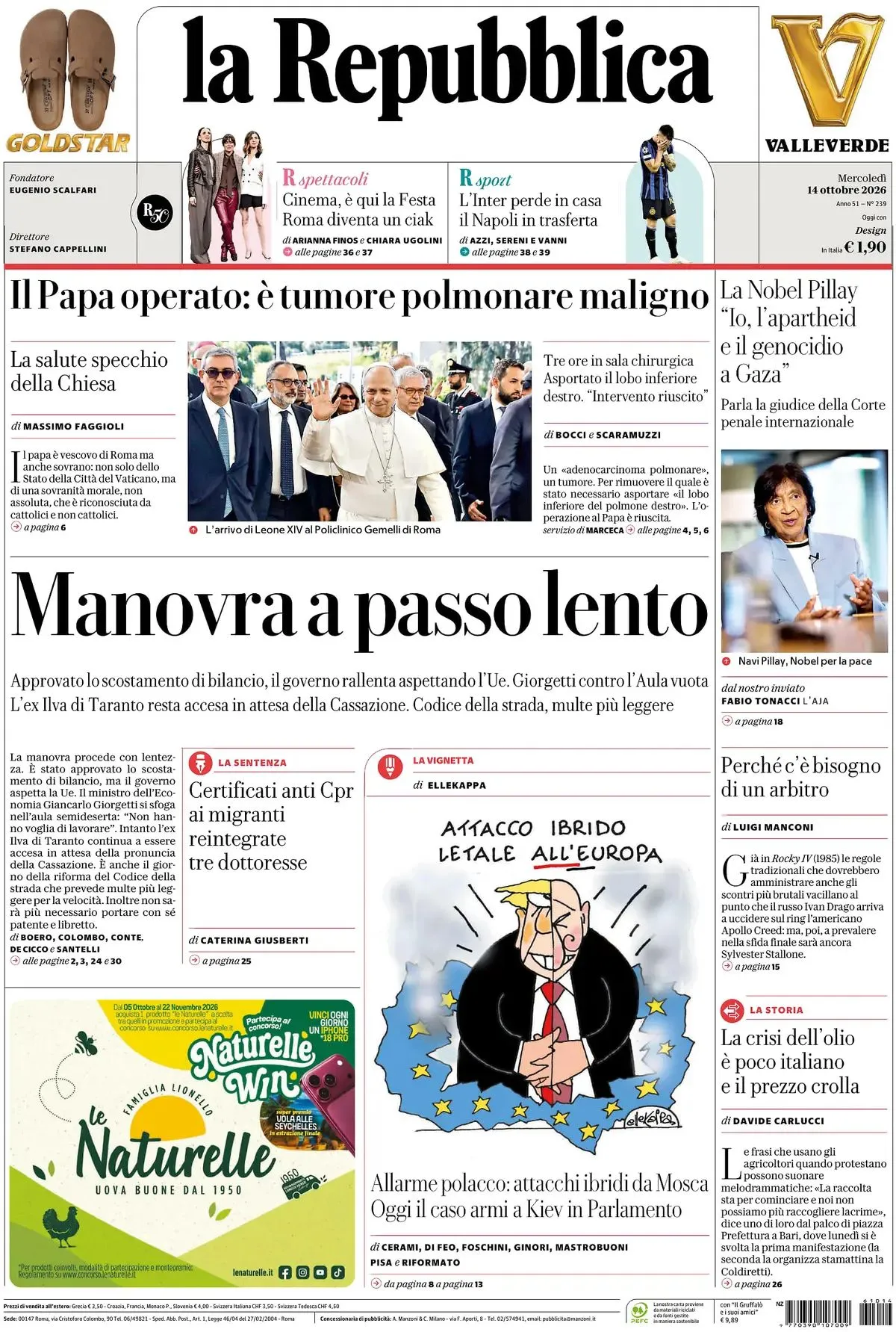 Prima-pagina-la-repubblica-edizione-di-oggi-14-10-2026