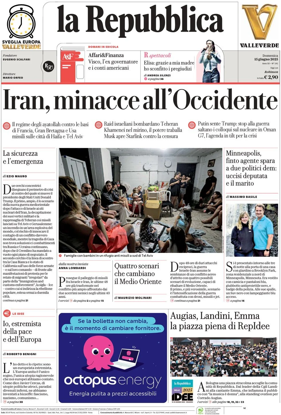 Prima-pagina-la-repubblica-edizione-di-oggi-15-06-2025