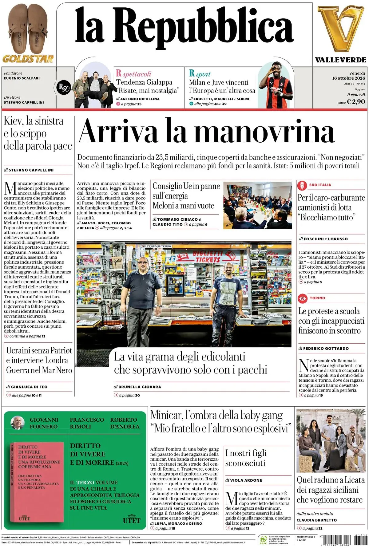 Prima-pagina-la-repubblica-edizione-di-oggi-16-10-2026