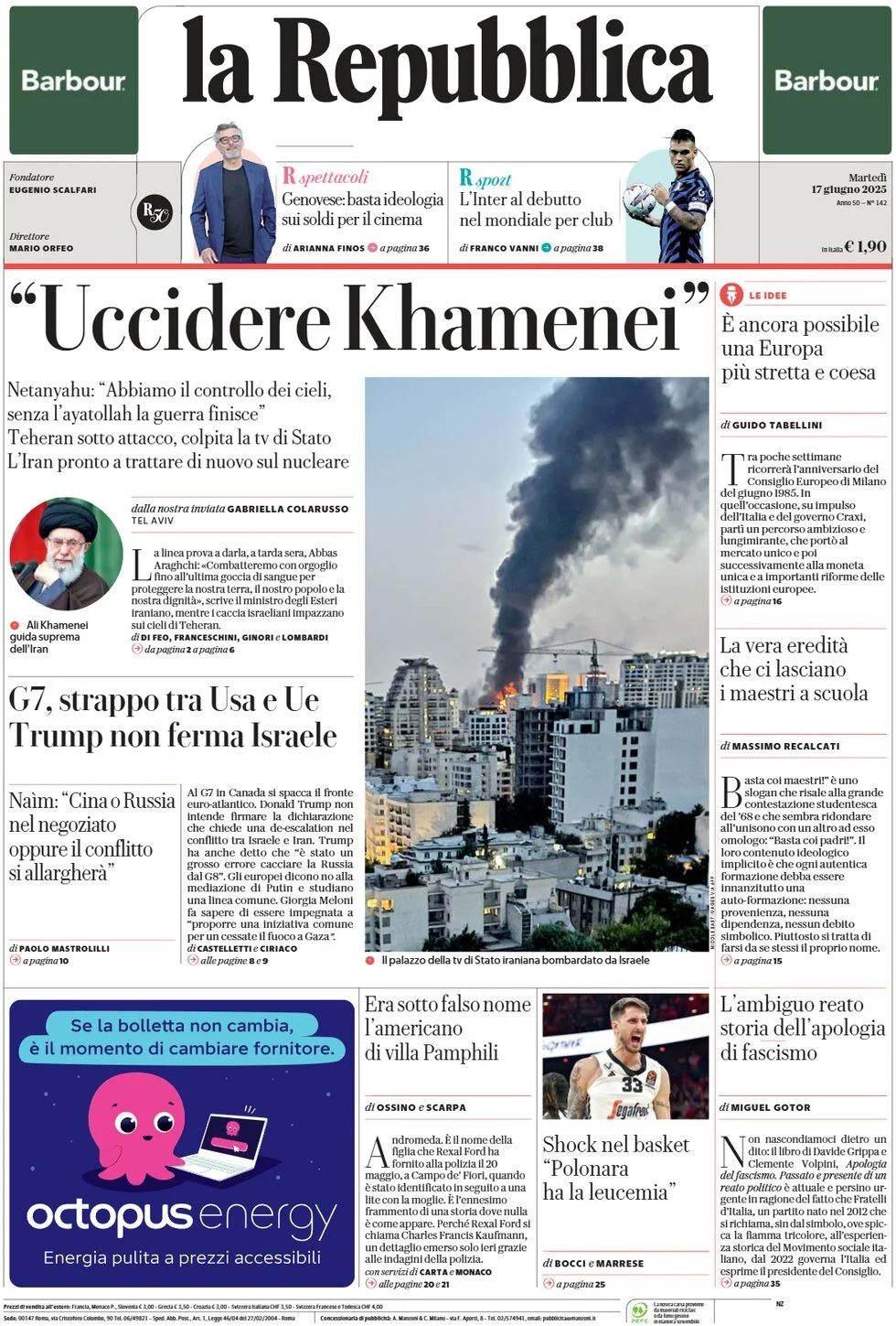 Prima-pagina-la-repubblica-edizione-di-oggi-17-06-2025
