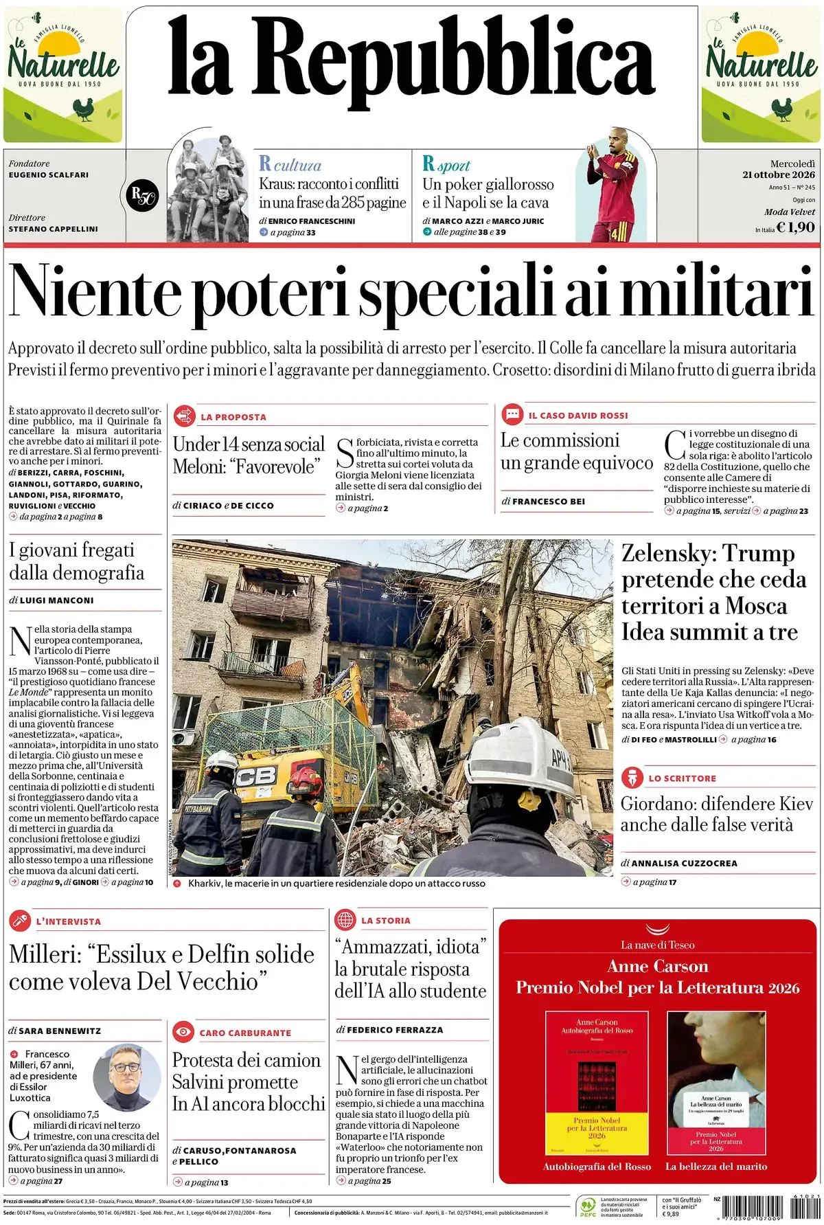 Prima-pagina-la-repubblica-edizione-di-oggi-21-10-2026