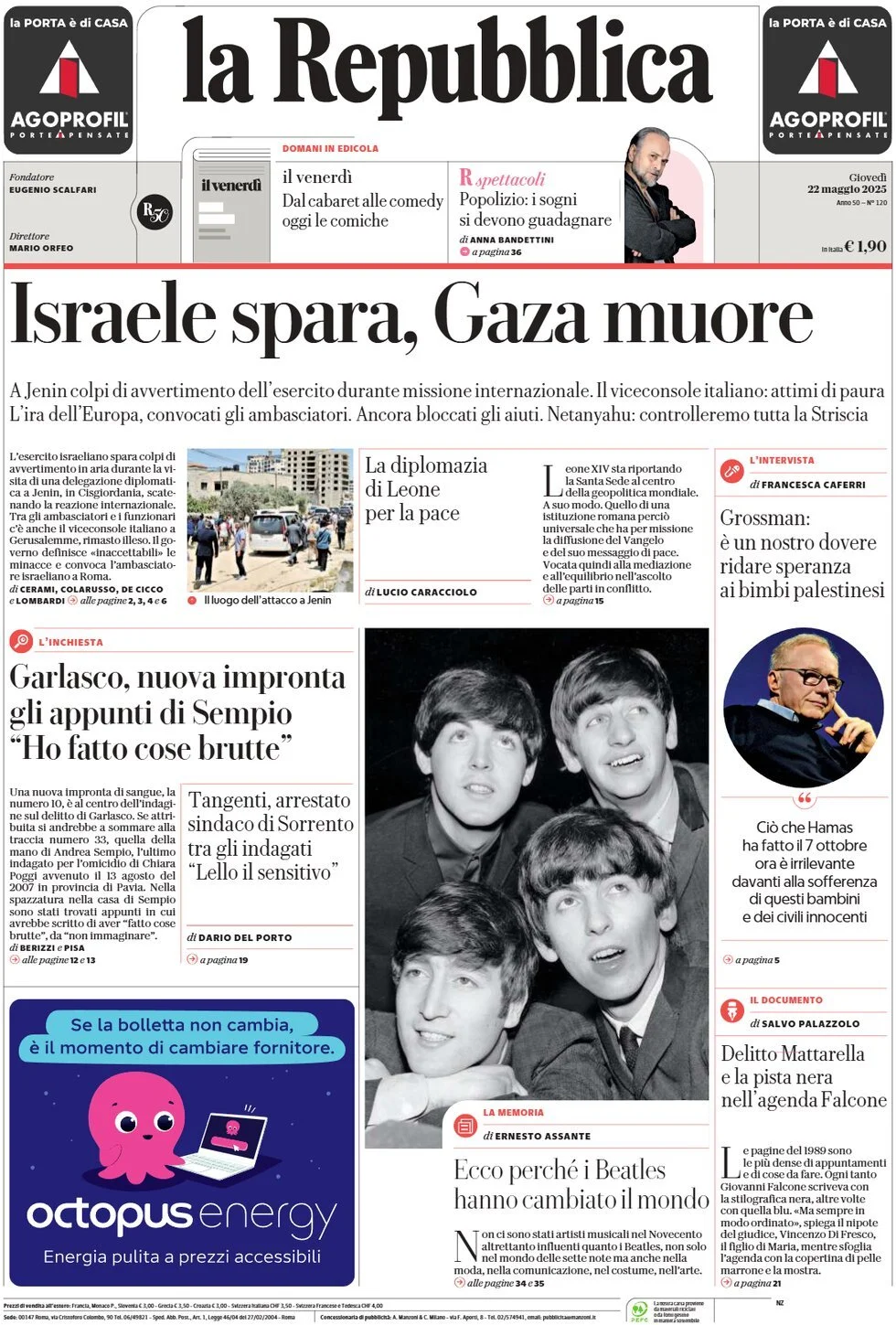 Prima-pagina-la-repubblica-edizione-di-oggi-22-05-2025