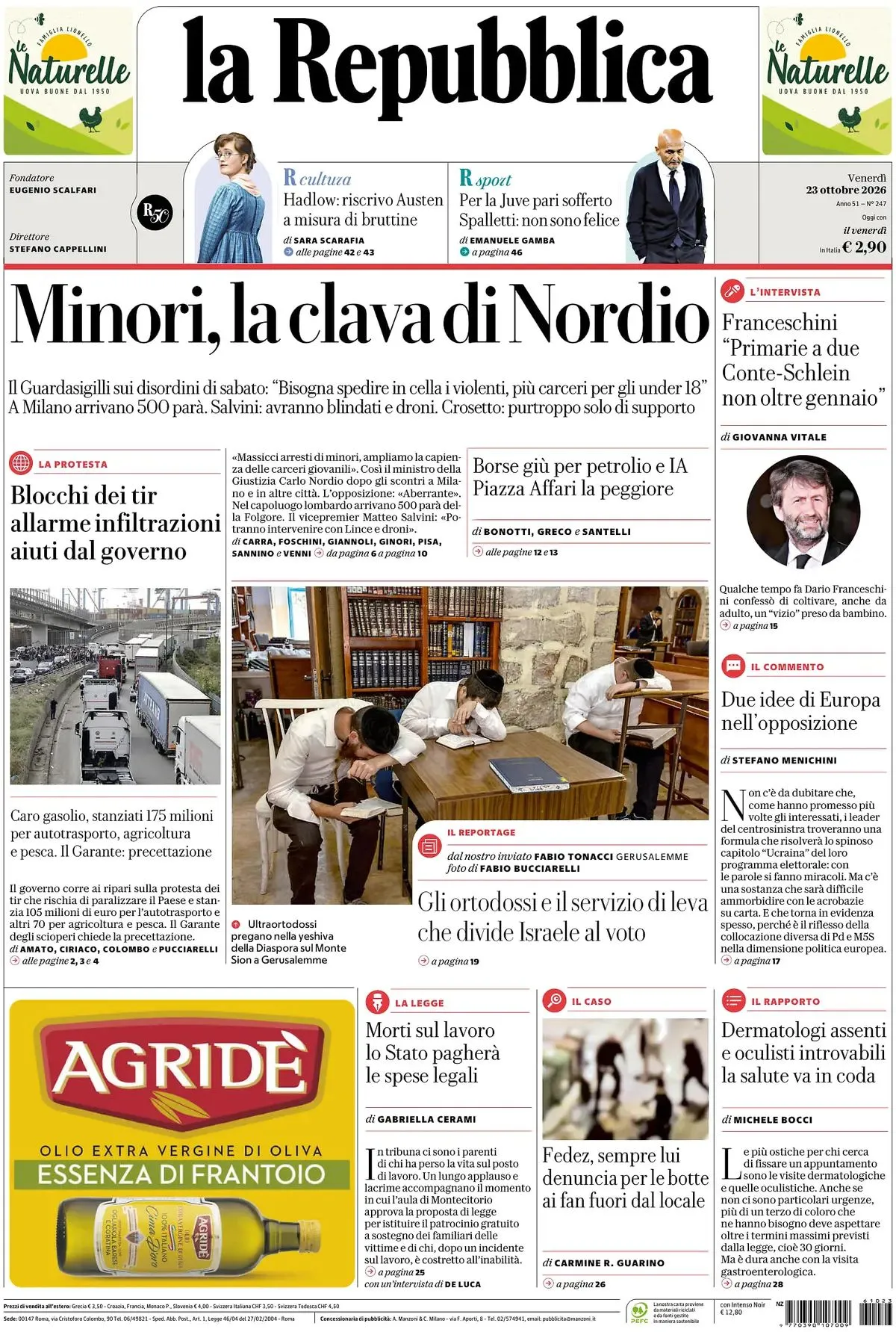 Prima-pagina-la-repubblica-edizione-di-oggi-23-10-2026