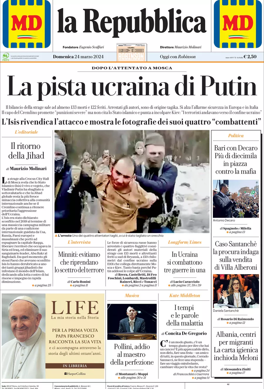 Prima-pagina-la-repubblica-edizione-di-oggi-24-03-2024