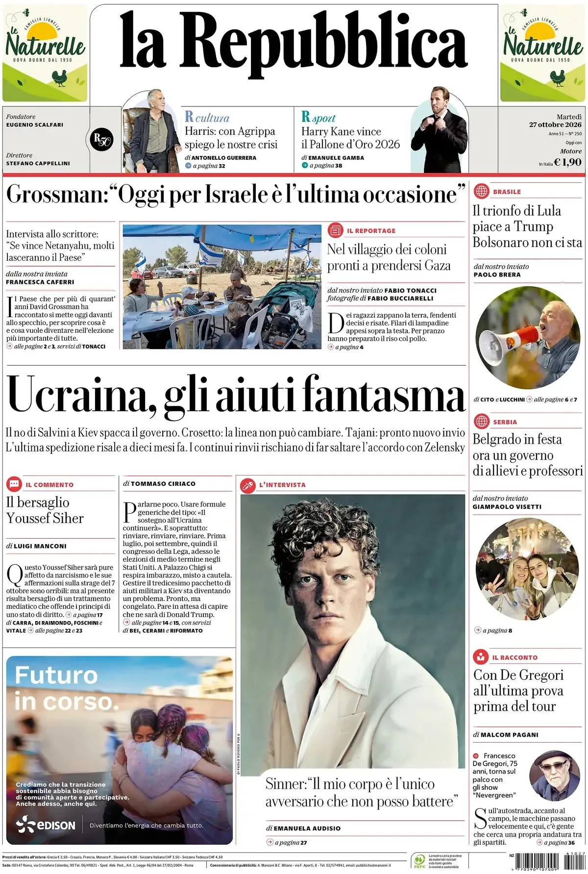 Prima-pagina-la-repubblica-edizione-di-oggi-27-10-2026