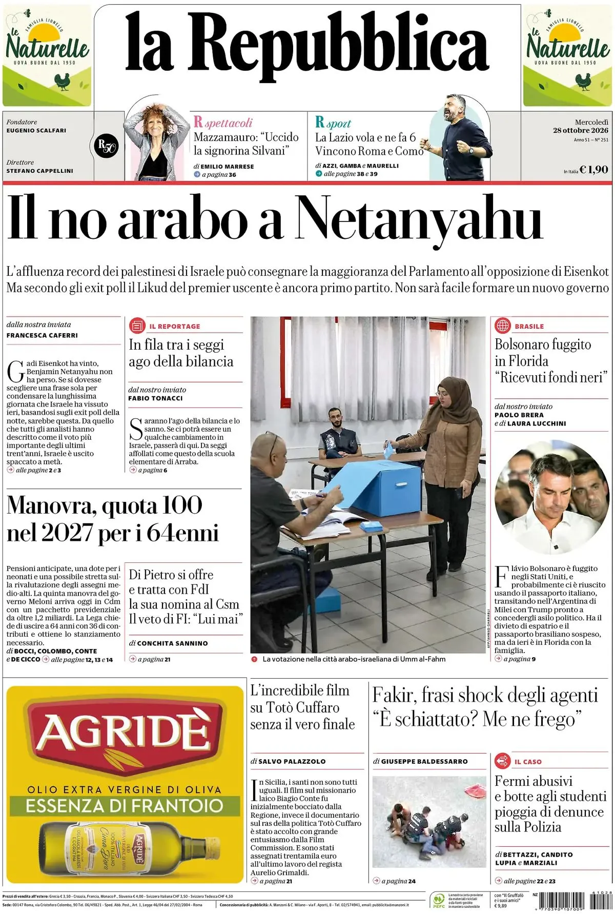 Prima-pagina-la-repubblica-edizione-di-oggi-28-10-2026