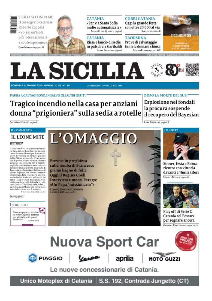 Prima-pagina-la-sicilia-edizione-palermo-di-oggi-2025-05-11