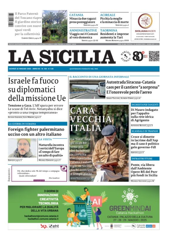 Prima-pagina-la-sicilia-edizione-palermo-di-oggi-2025-05-22