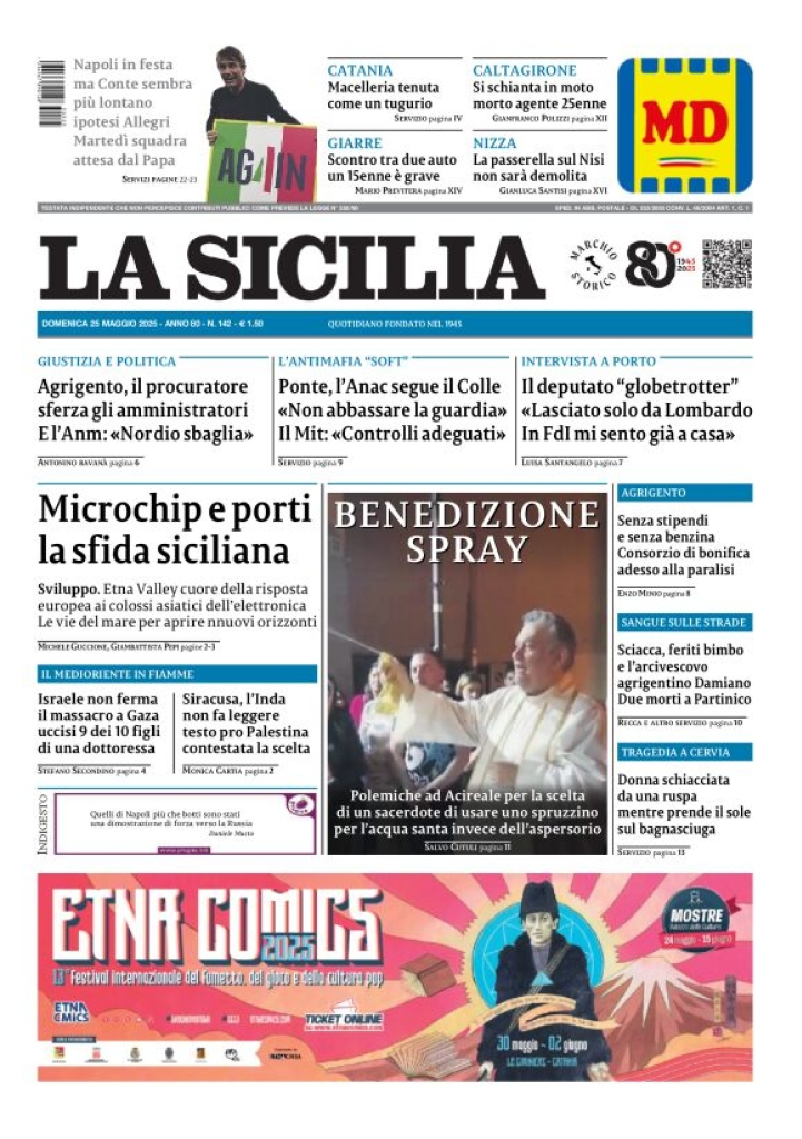Prima-pagina-la-sicilia-edizione-palermo-di-oggi-2025-05-25