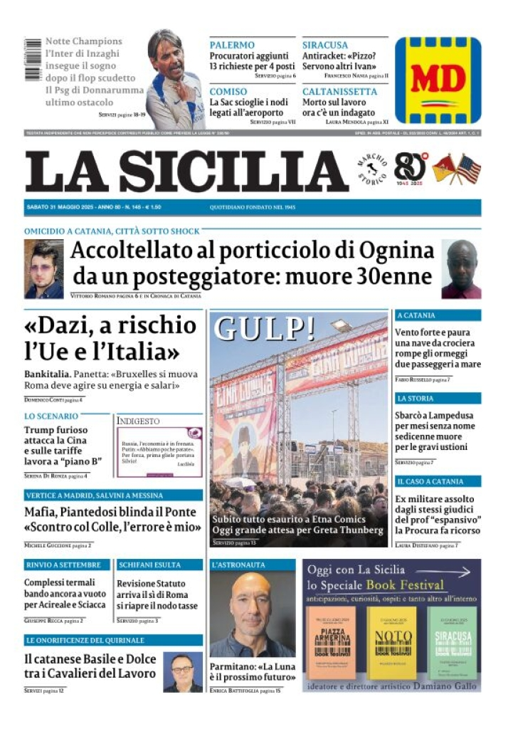 Prima-pagina-la-sicilia-edizione-palermo-di-oggi-2025-05-31