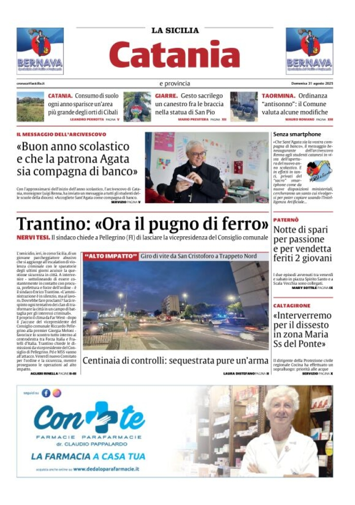 Prima-pagina-la-sicilia-edizione-palermo-di-oggi-2026-09-25