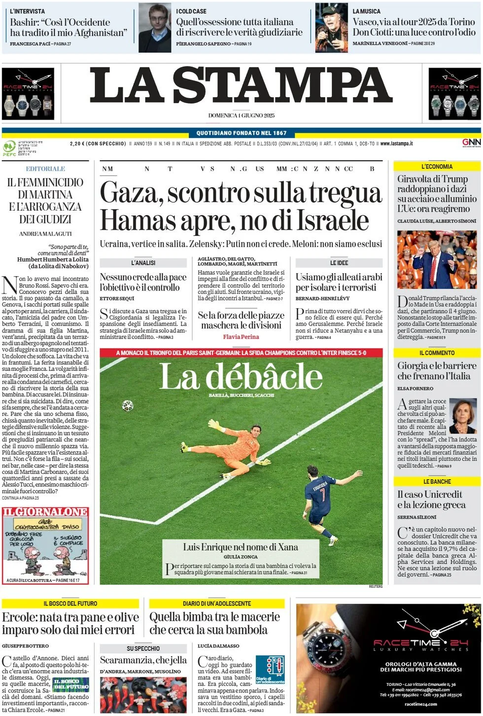 Prima-pagina-la-stampa-edizione-di-oggi-01-06-2025