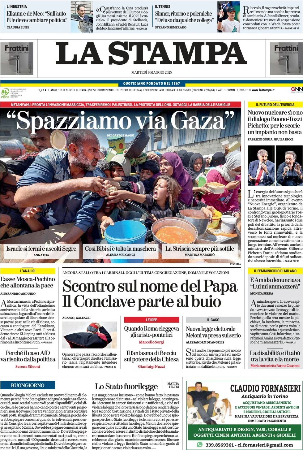 Prima-pagina-la-stampa-edizione-di-oggi-06-05-2025