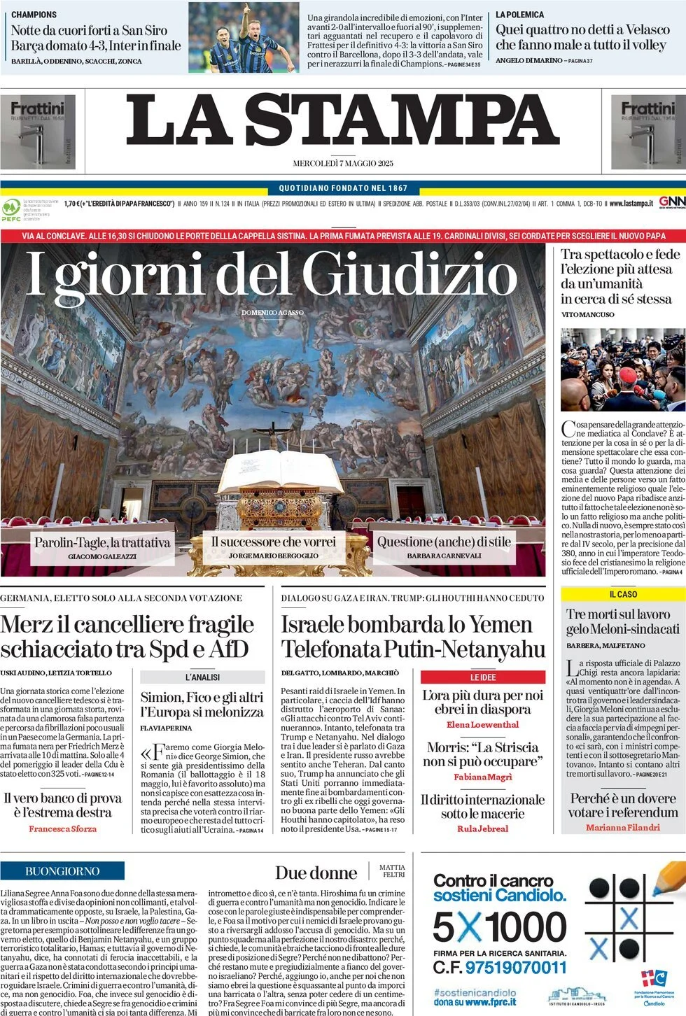 Prima-pagina-la-stampa-edizione-di-oggi-07-05-2025