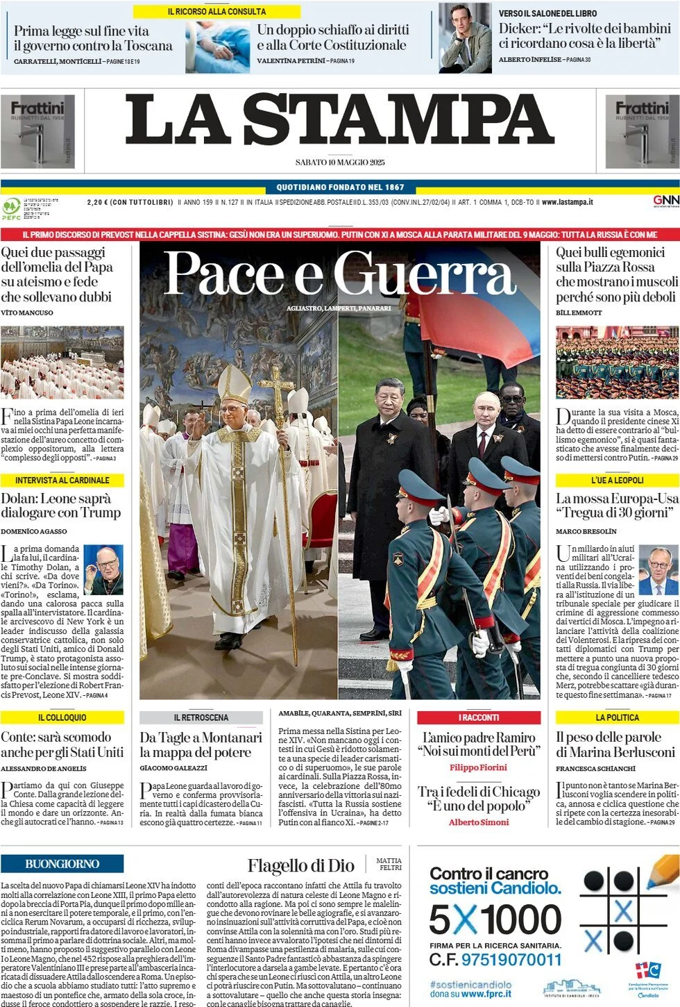 Prima-pagina-la-stampa-edizione-di-oggi-10-05-2025