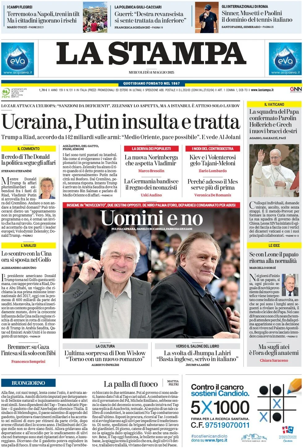 Prima-pagina-la-stampa-edizione-di-oggi-14-05-2025