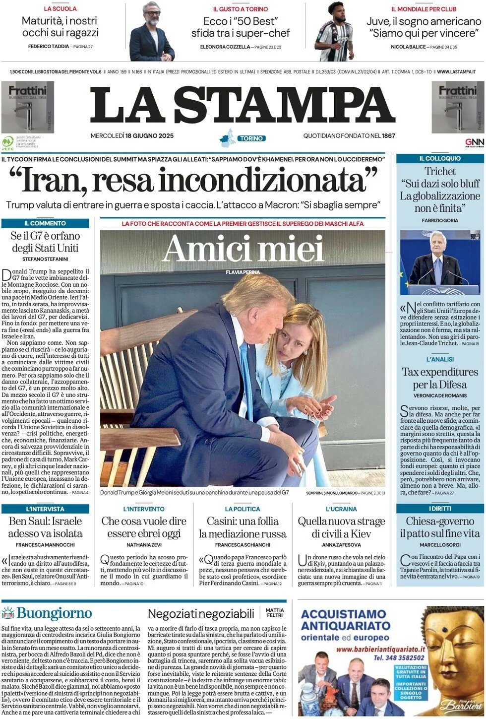 Prima-pagina-la-stampa-edizione-di-oggi-18-06-2025