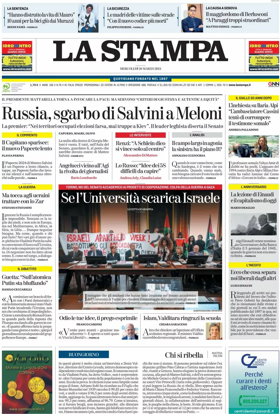 Prima-pagina-la-stampa-edizione-di-oggi-20-03-2024