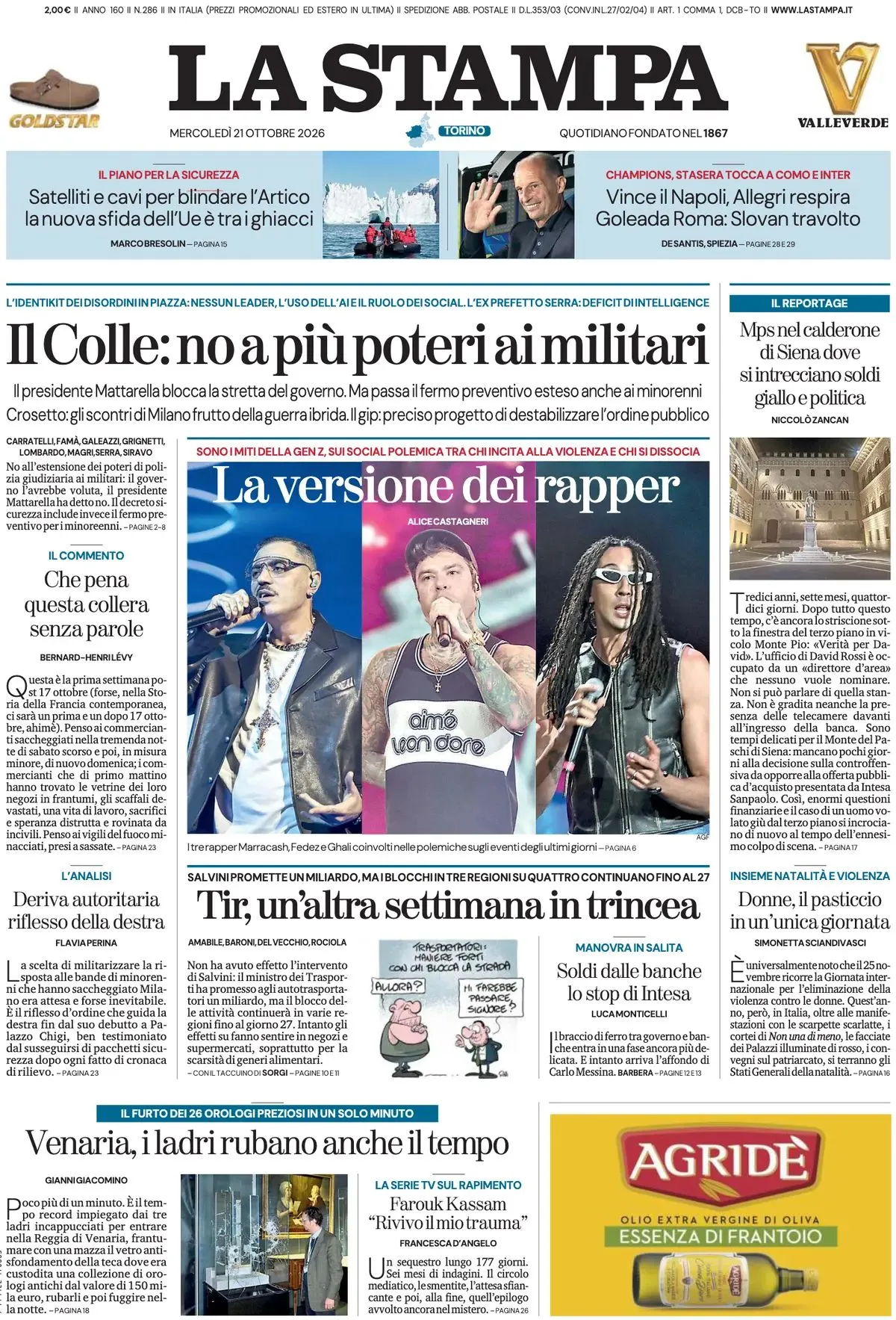 Prima-pagina-la-stampa-edizione-di-oggi-21-10-2026