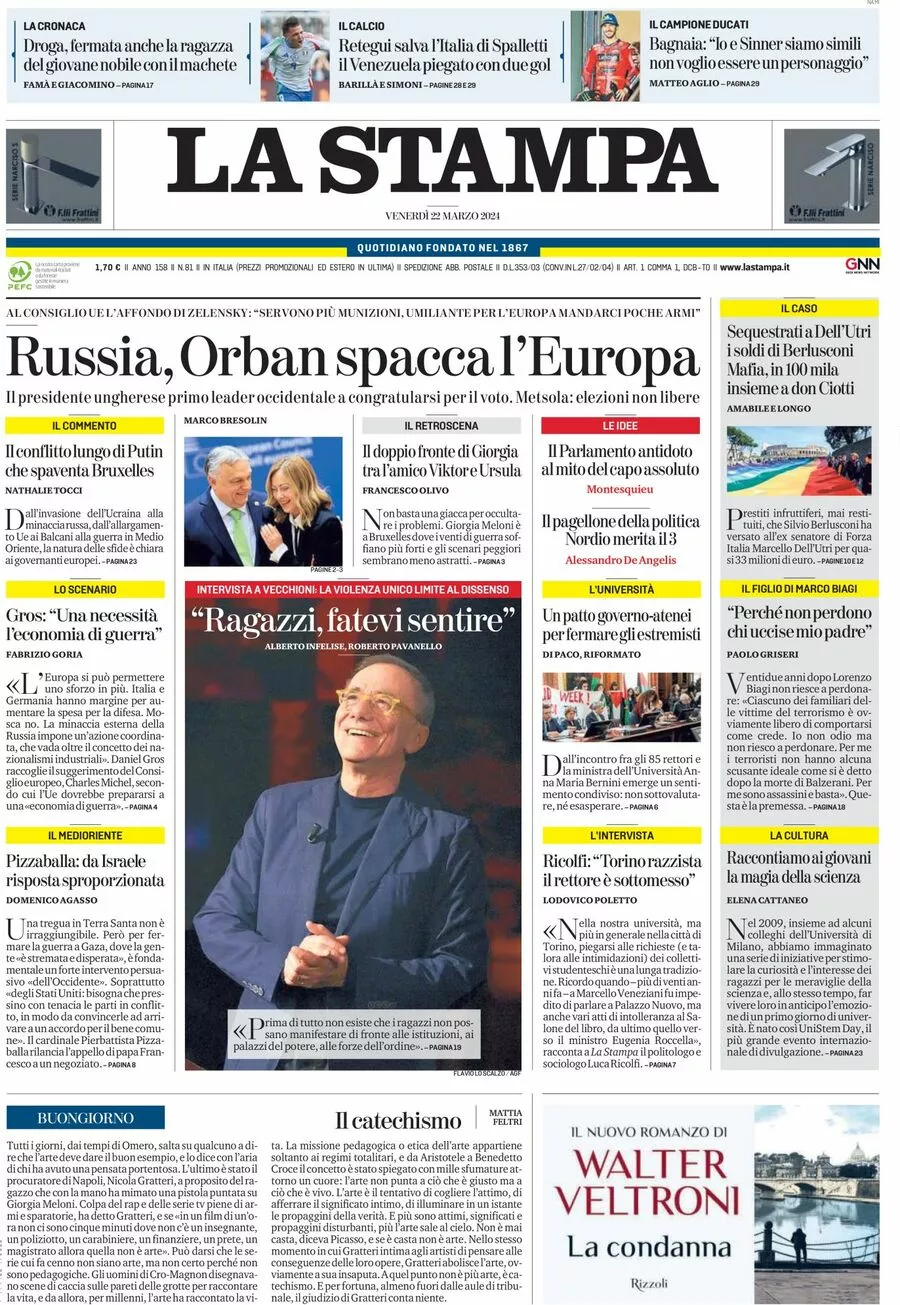 Prima-pagina-la-stampa-edizione-di-oggi-22-03-2024