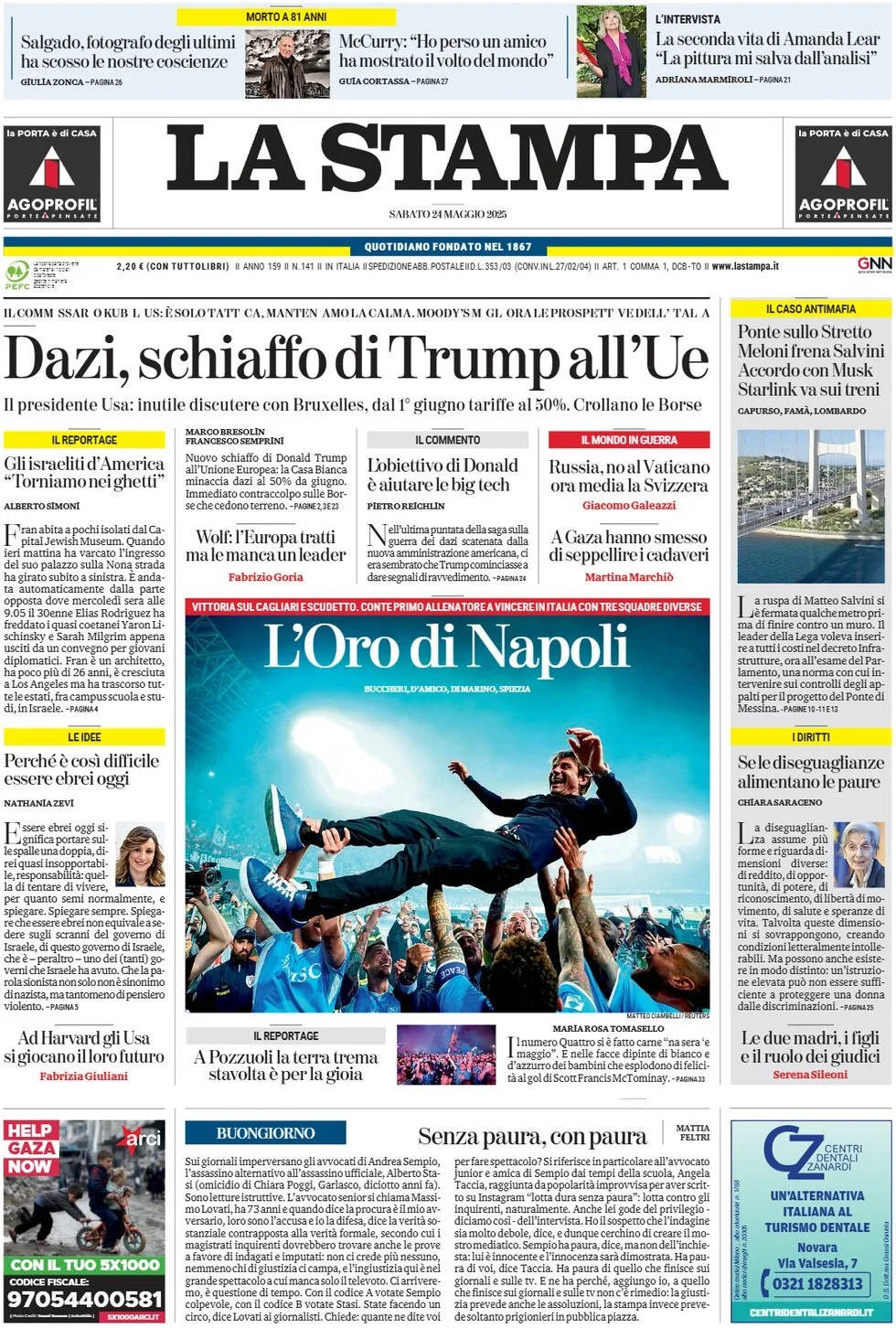 Prima-pagina-la-stampa-edizione-di-oggi-24-05-2025