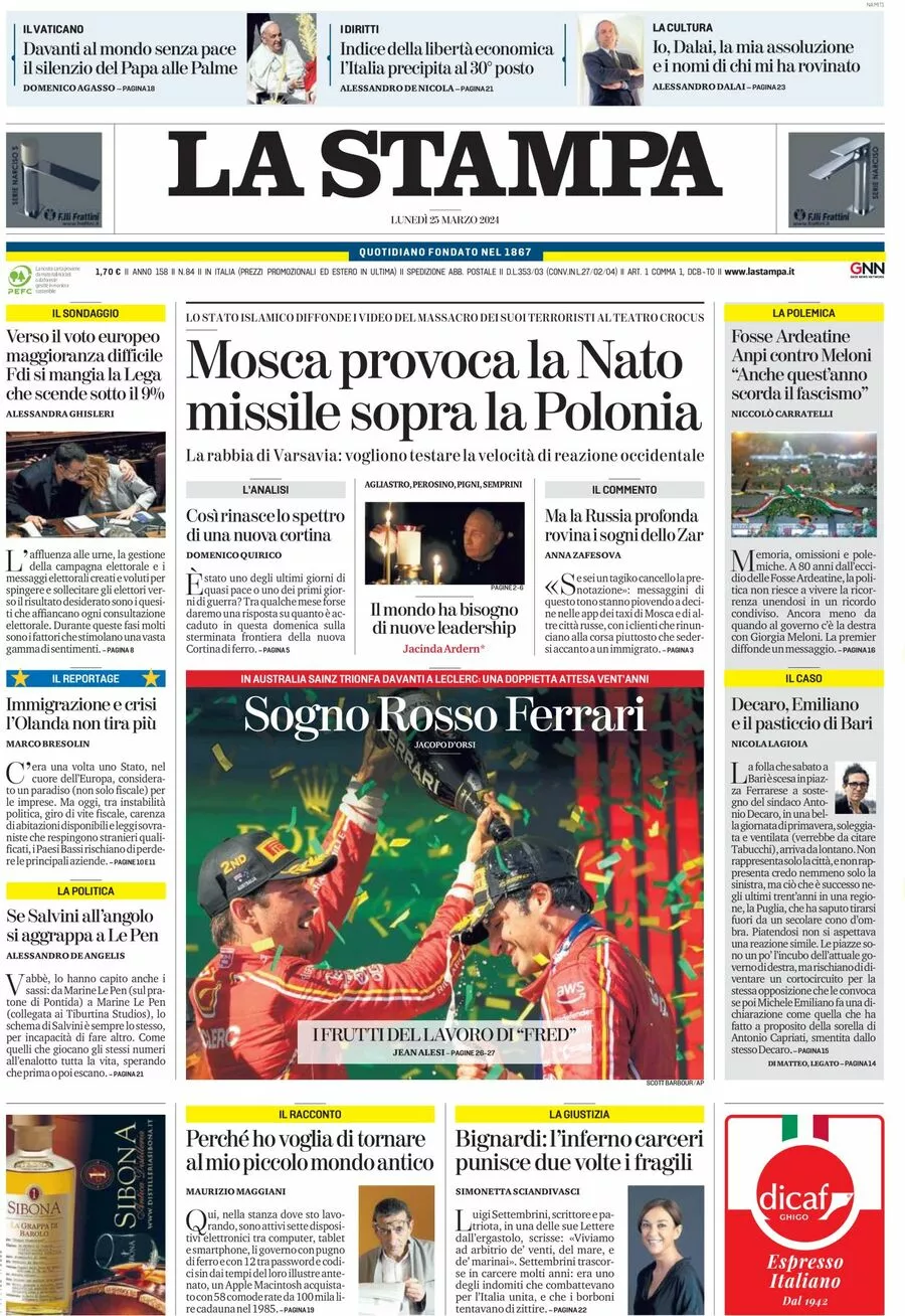 Prima-pagina-la-stampa-edizione-di-oggi-25-03-2024