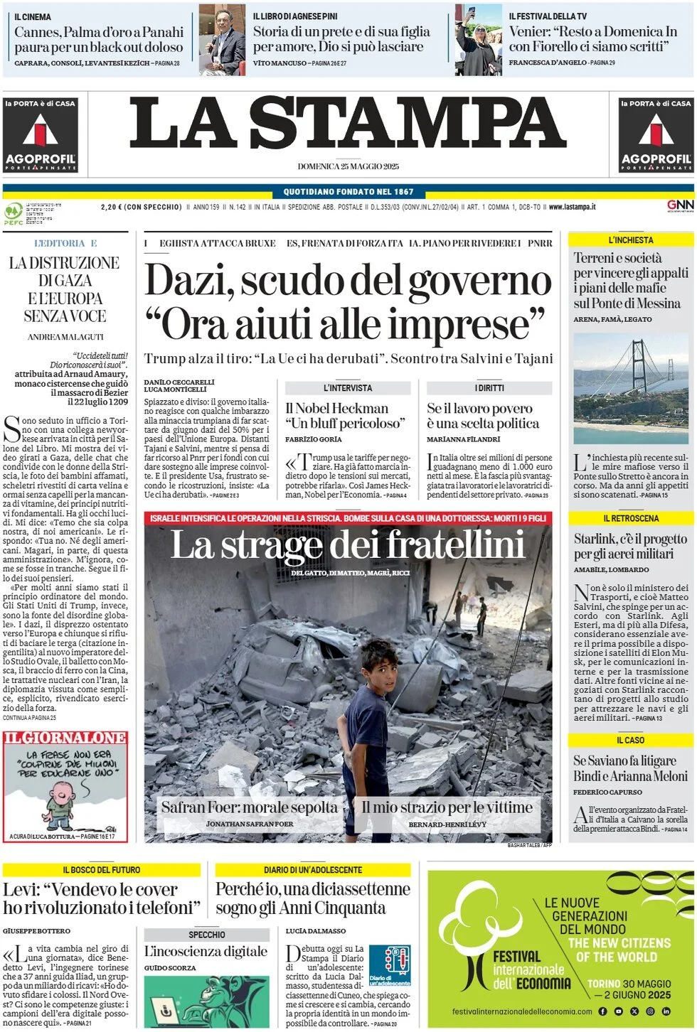 Prima-pagina-la-stampa-edizione-di-oggi-25-05-2025