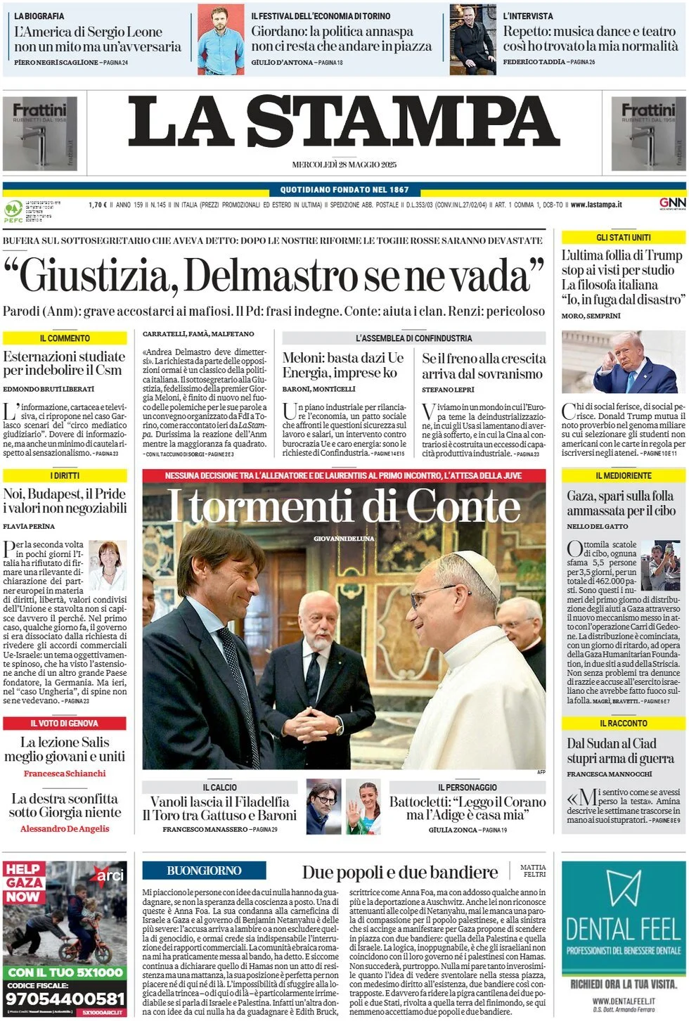 Prima-pagina-la-stampa-edizione-di-oggi-28-05-2025