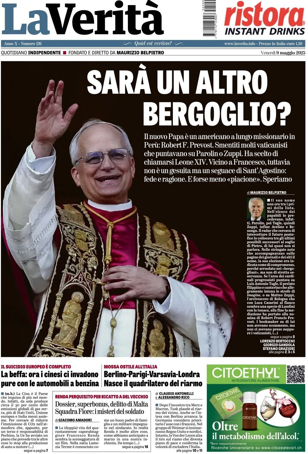 Prima-pagina-la-verita-edizione-di-oggi-09-05-2025