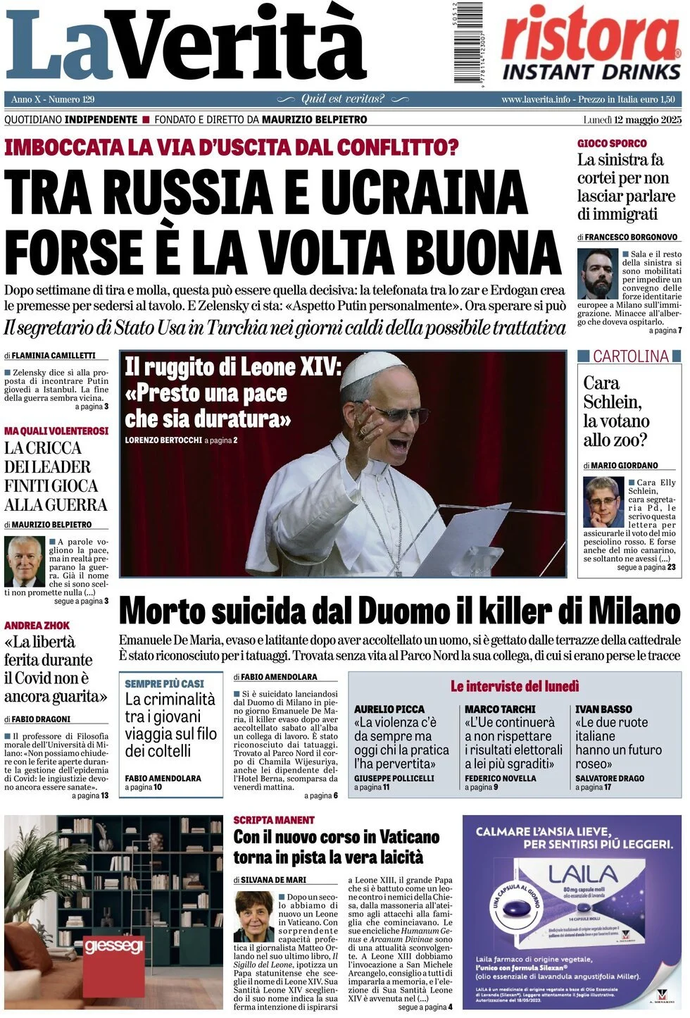 Prima-pagina-la-verita-edizione-di-oggi-12-05-2025