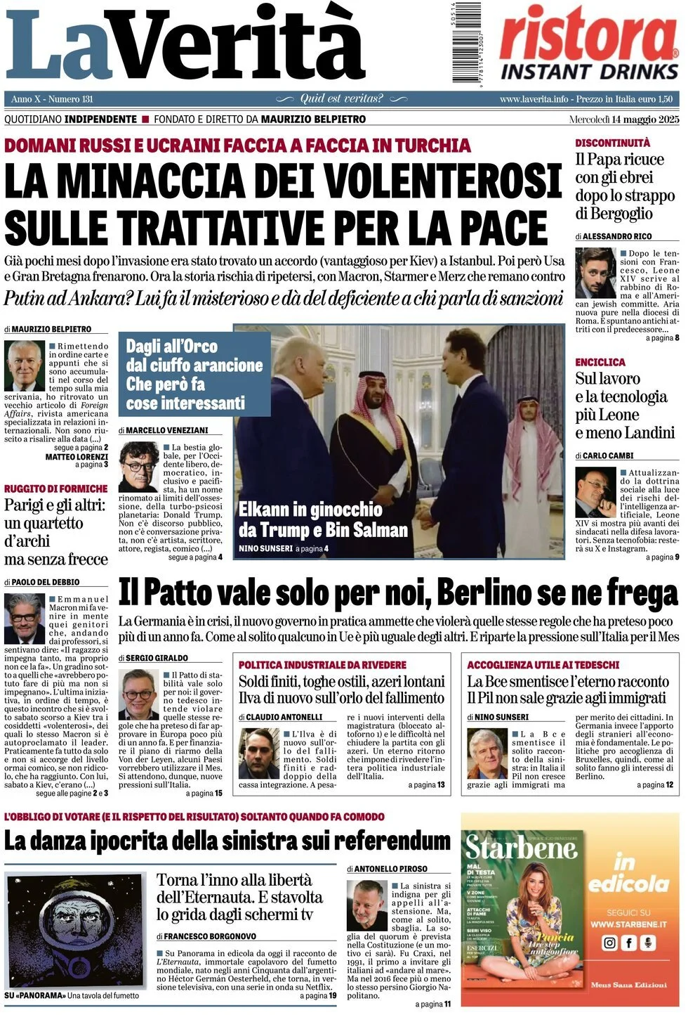 Prima-pagina-la-verita-edizione-di-oggi-14-05-2025