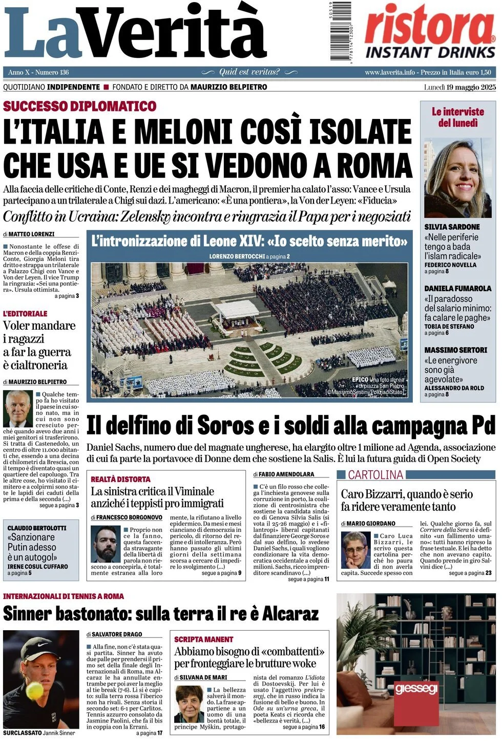 Prima-pagina-la-verita-edizione-di-oggi-19-05-2025