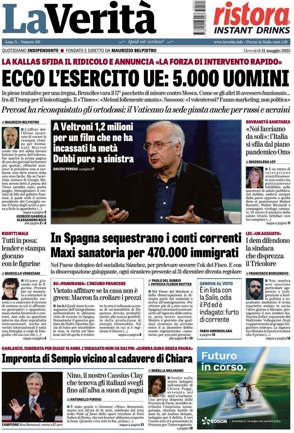 Prima-pagina-la-verita-edizione-di-oggi-21-05-2025