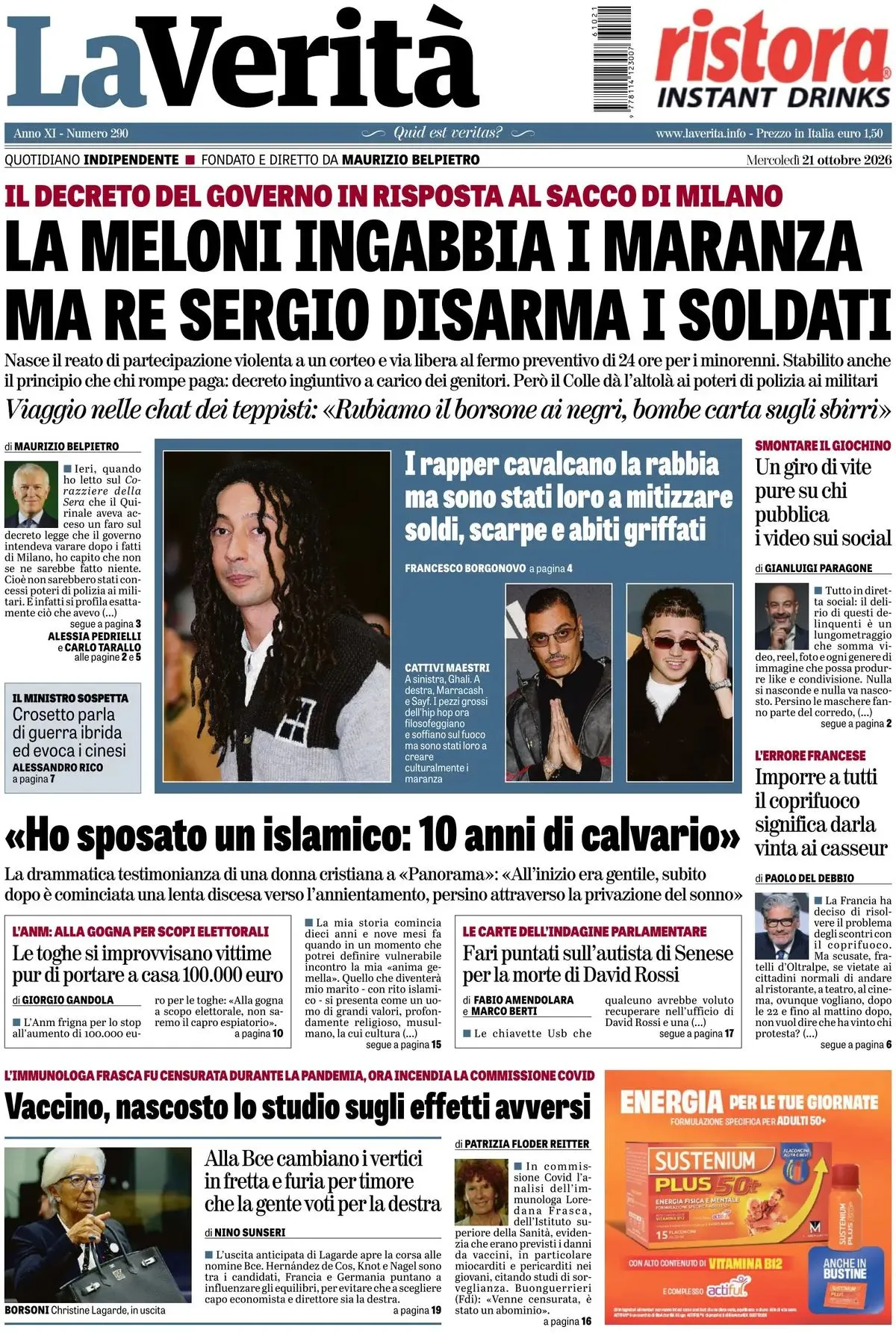Prima-pagina-la-verita-edizione-di-oggi-21-10-2026