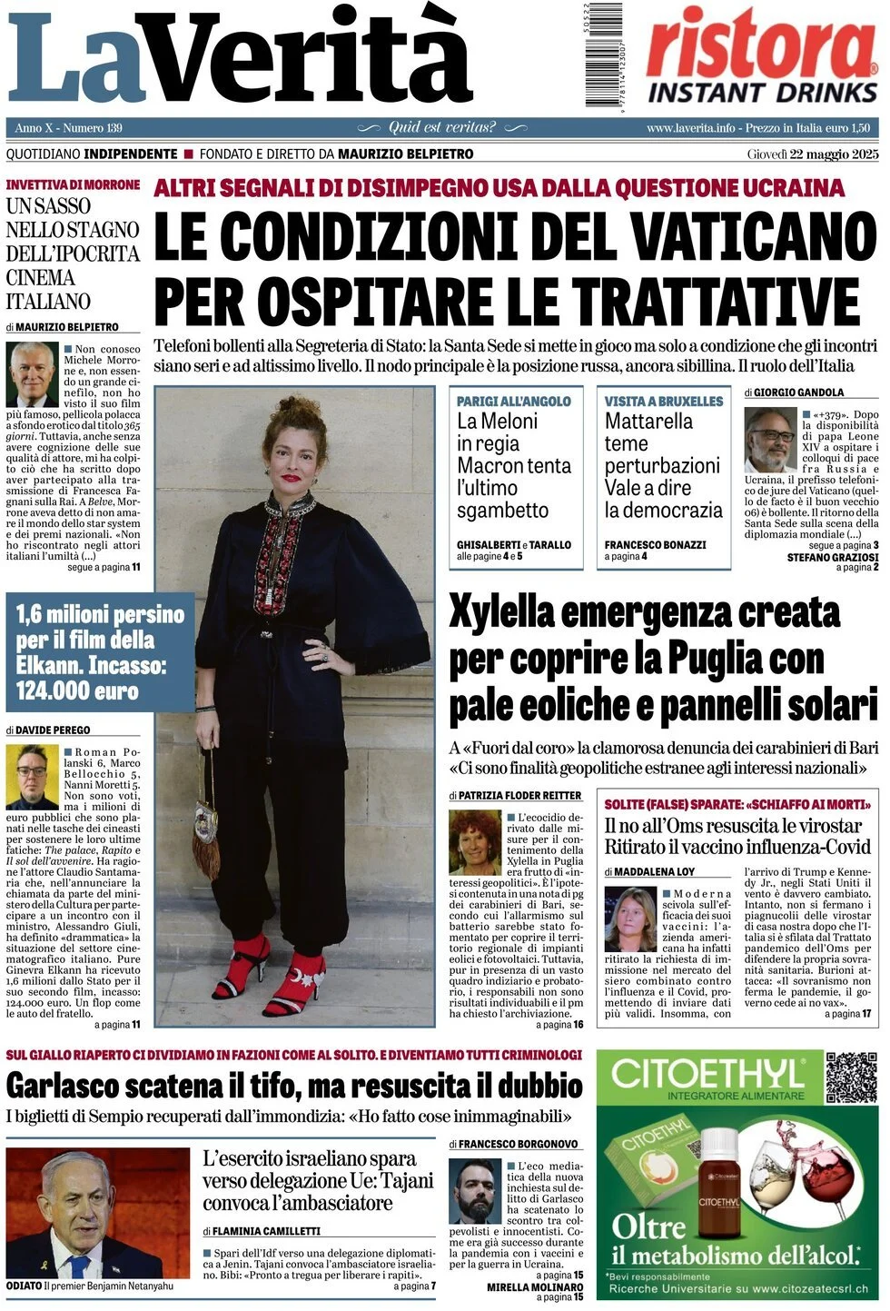 Prima-pagina-la-verita-edizione-di-oggi-22-05-2025