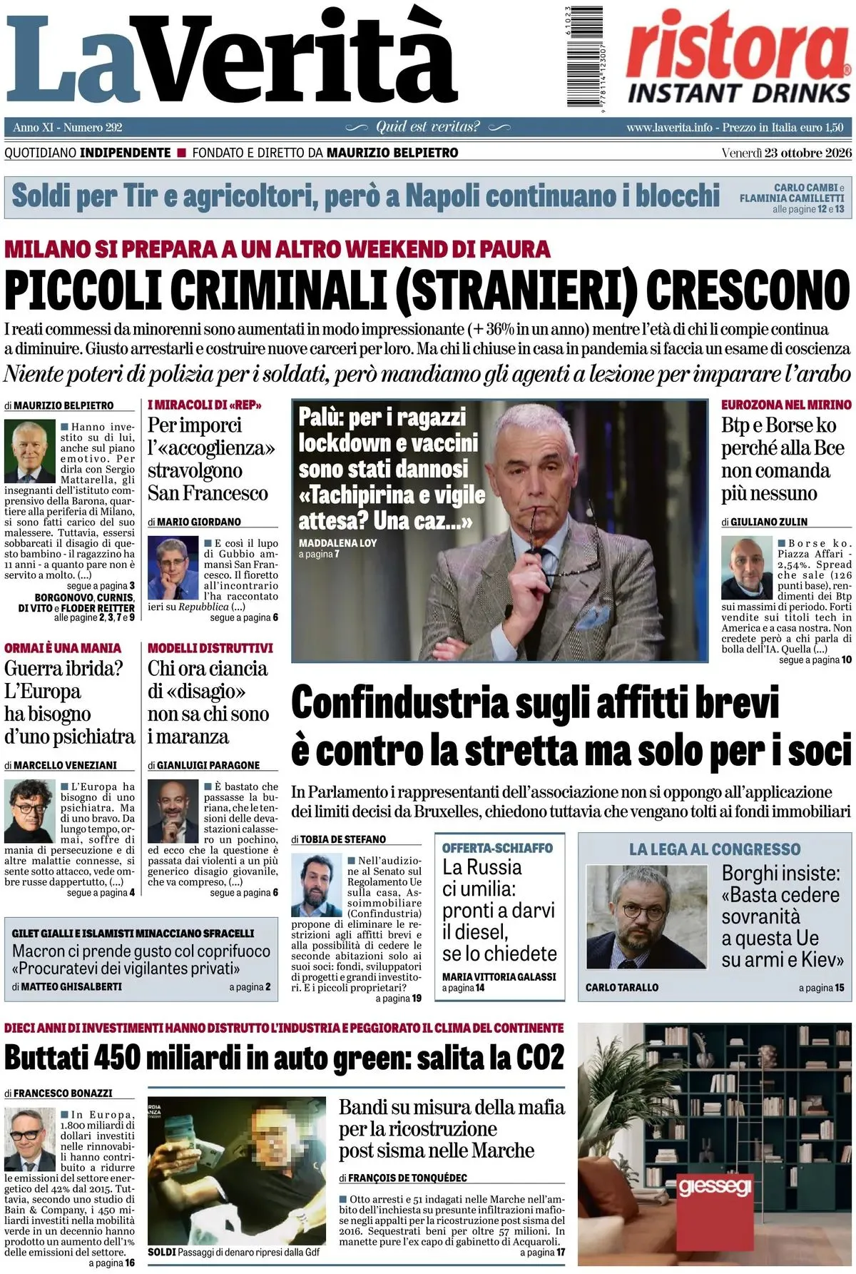 Prima-pagina-la-verita-edizione-di-oggi-23-10-2026