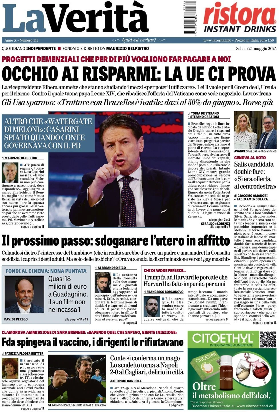 Prima-pagina-la-verita-edizione-di-oggi-24-05-2025