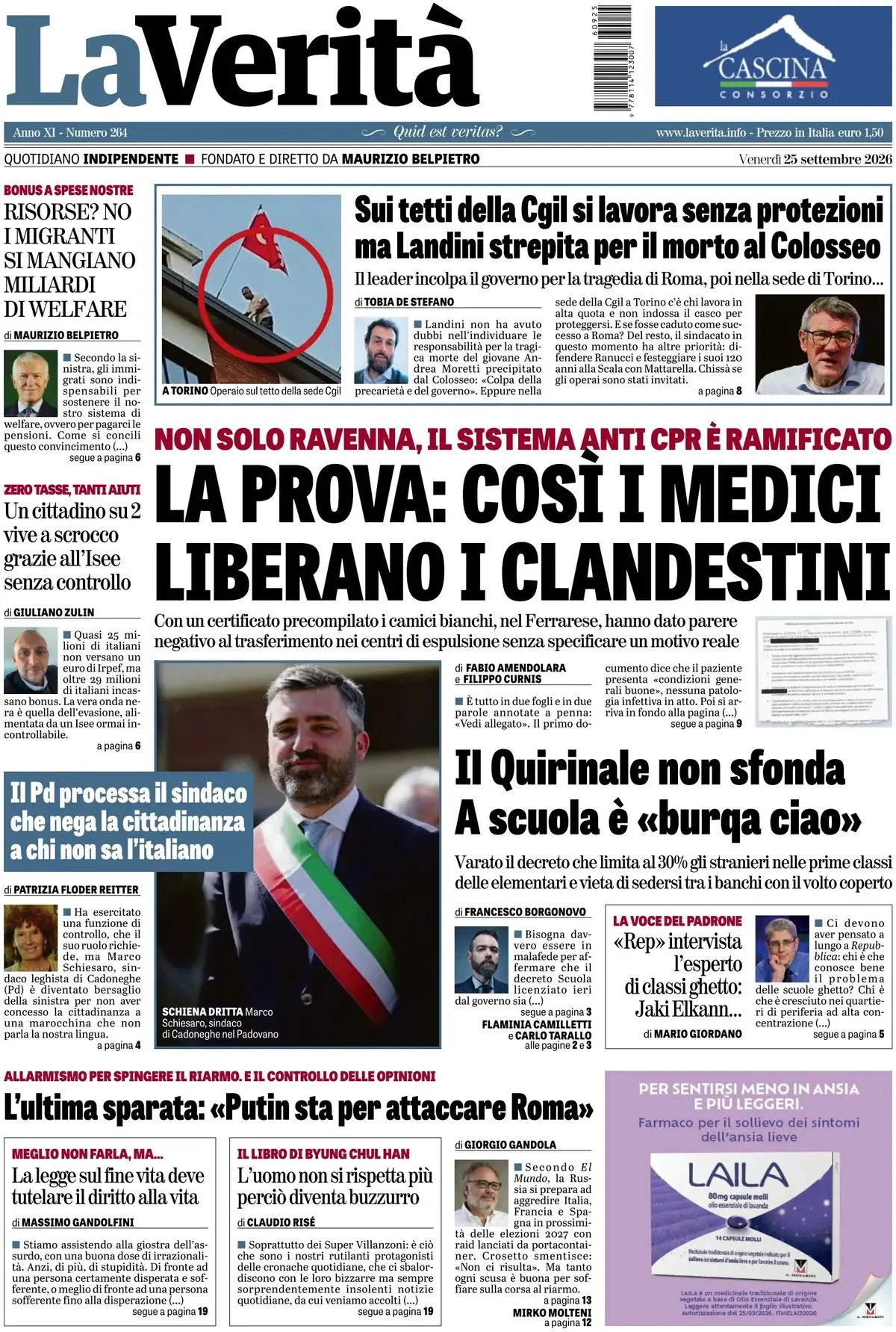 Prima-pagina-la-verita-edizione-di-oggi-25-09-2026