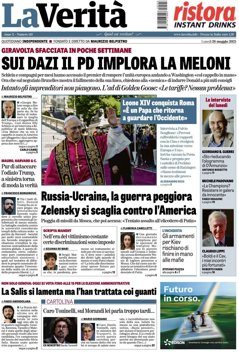 Prima-pagina-la-verita-edizione-di-oggi-26-05-2025