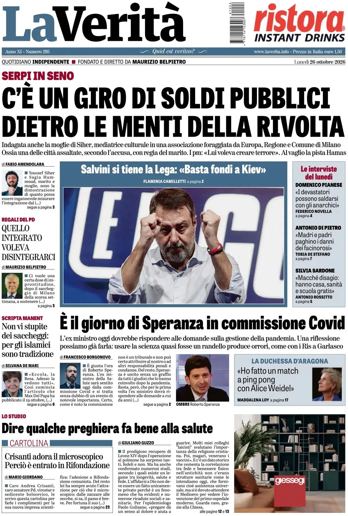 Prima-pagina-la-verita-edizione-di-oggi-26-10-2026