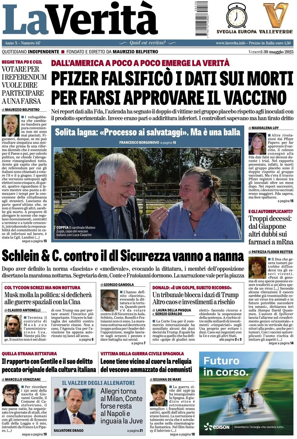 Prima-pagina-la-verita-edizione-di-oggi-30-05-2025