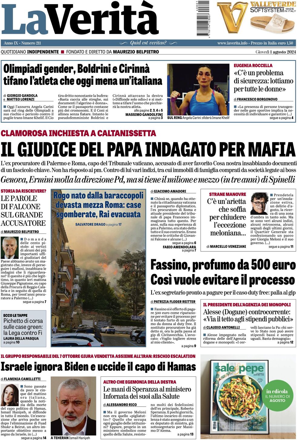 Prima-pagina-la-verita-edizione-di-oggi-01-08-2024