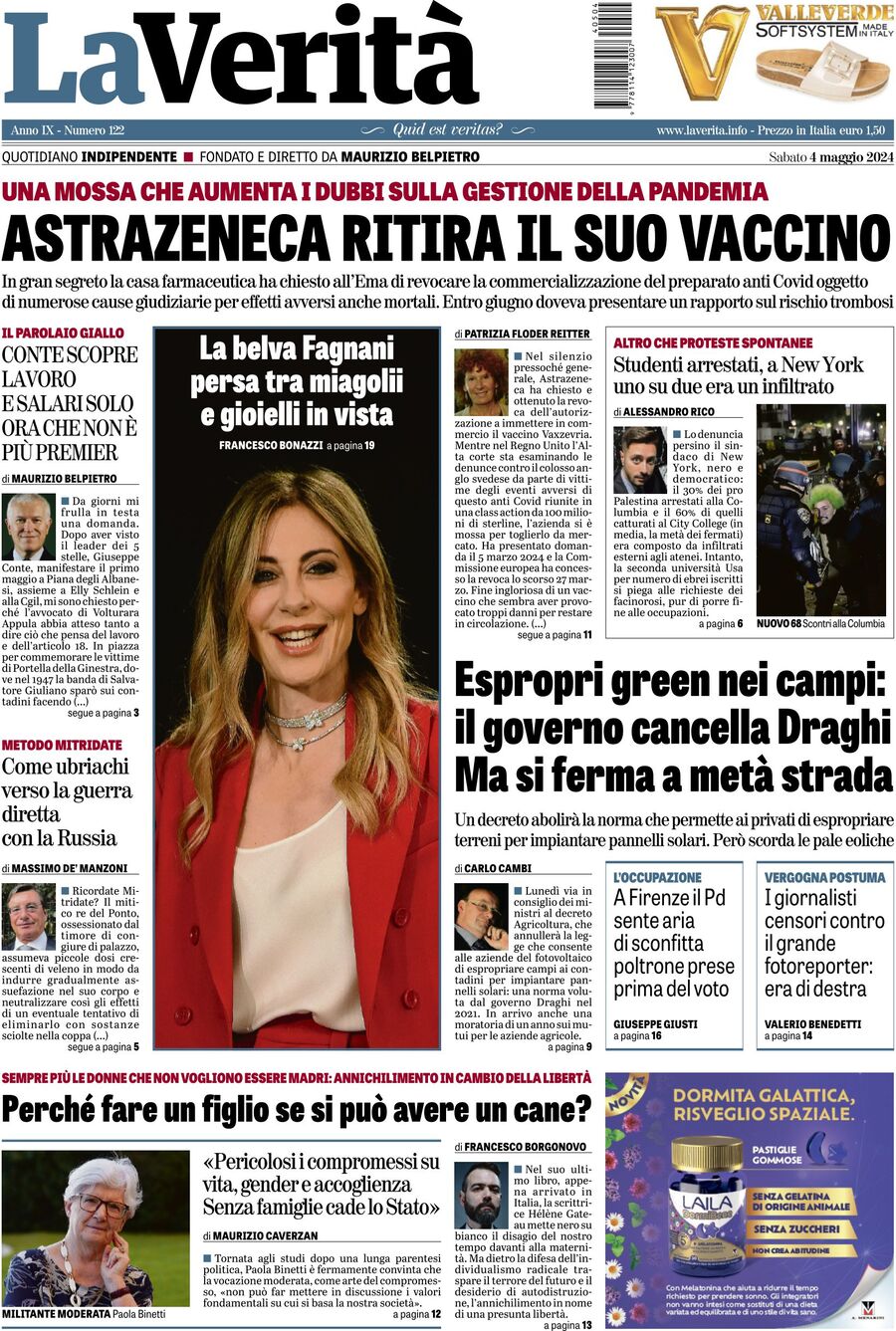 Prima-pagina-la-verita-edizione-di-oggi-04-05-2024